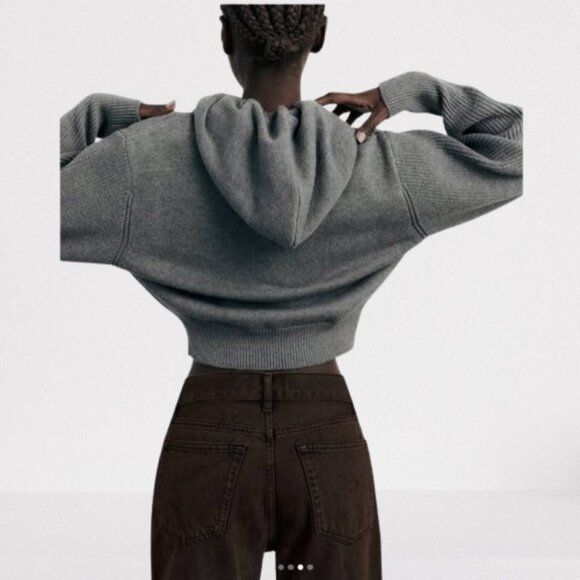 NEW Zara Bomber Style Hooded Cardigan, Size S - Picture 3 of 16